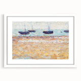 Four Boats at Grandcamp" Modern Wall Art - Contemporary Coastal Decor