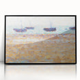 Four Boats at Grandcamp" Modern Wall Art - Contemporary Coastal Decor