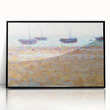 Four Boats at Grandcamp" Modern Wall Art - Contemporary Coastal Decor