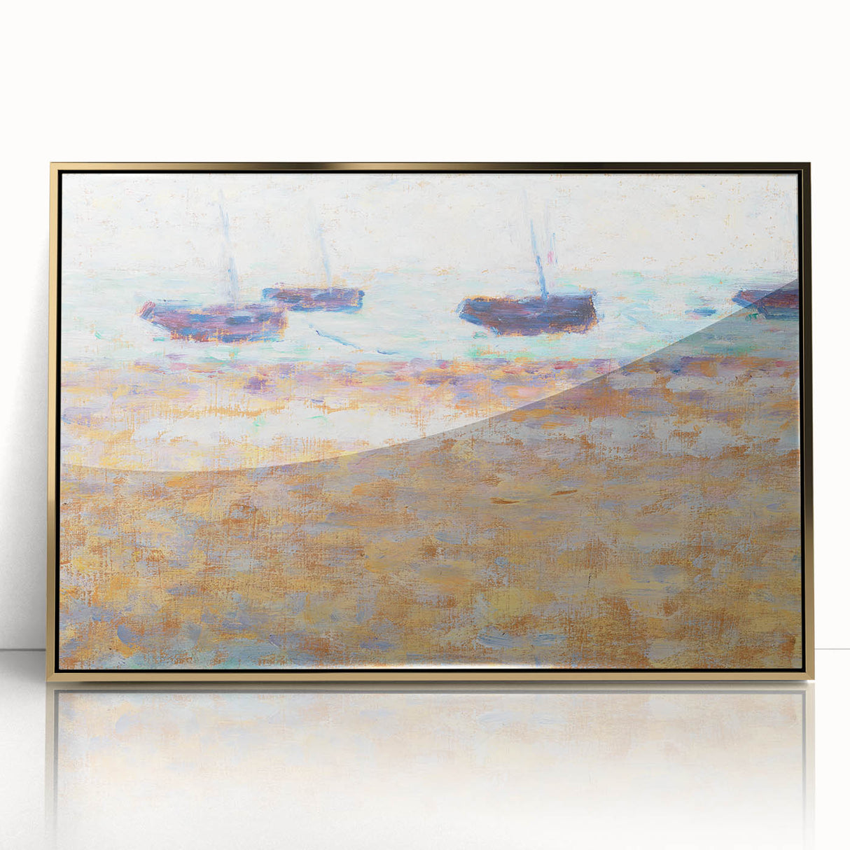 Four Boats at Grandcamp" Modern Wall Art - Contemporary Coastal Decor