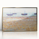Four Boats at Grandcamp" Modern Wall Art - Contemporary Coastal Decor