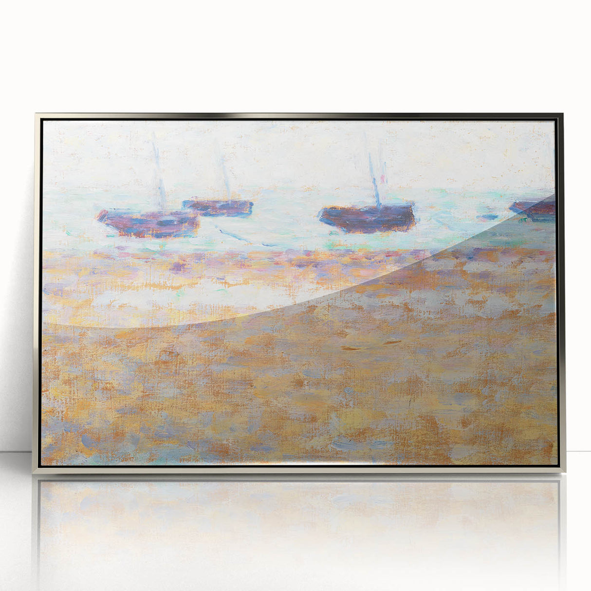 Four Boats at Grandcamp" Modern Wall Art - Contemporary Coastal Decor