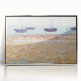 Four Boats at Grandcamp" Modern Wall Art - Contemporary Coastal Decor