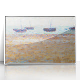 Four Boats at Grandcamp" Modern Wall Art - Contemporary Coastal Decor