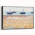 Four Boats at Grandcamp" Modern Wall Art - Contemporary Coastal Decor