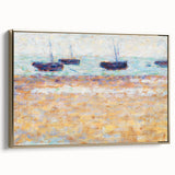 Four Boats at Grandcamp" Modern Wall Art - Contemporary Coastal Decor