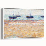Four Boats at Grandcamp" Modern Wall Art - Contemporary Coastal Decor