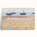 Four Boats at Grandcamp" Modern Wall Art - Contemporary Coastal Decor