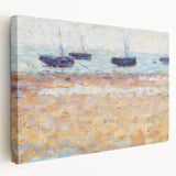 Four Boats at Grandcamp" Modern Wall Art - Contemporary Coastal Decor