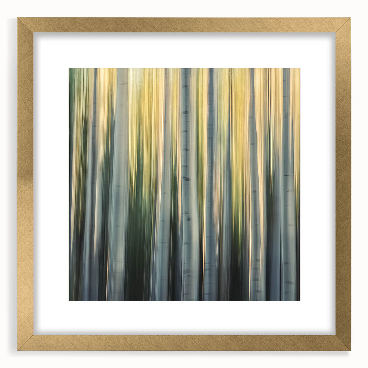 Golden Birch Blur – Dynamic Abstract Forest Motion Wall Art