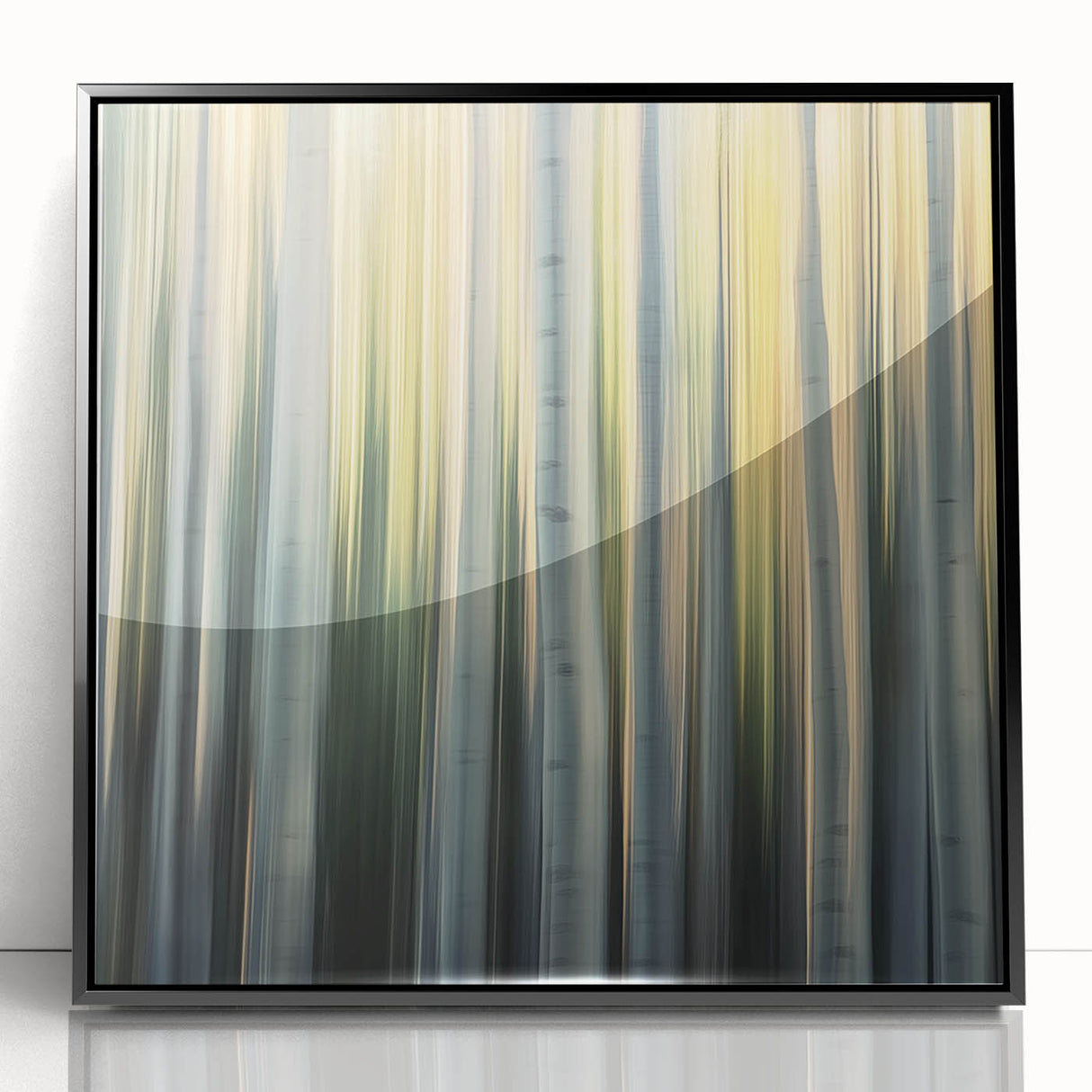 Golden Birch Blur – Dynamic Abstract Forest Motion Wall Art