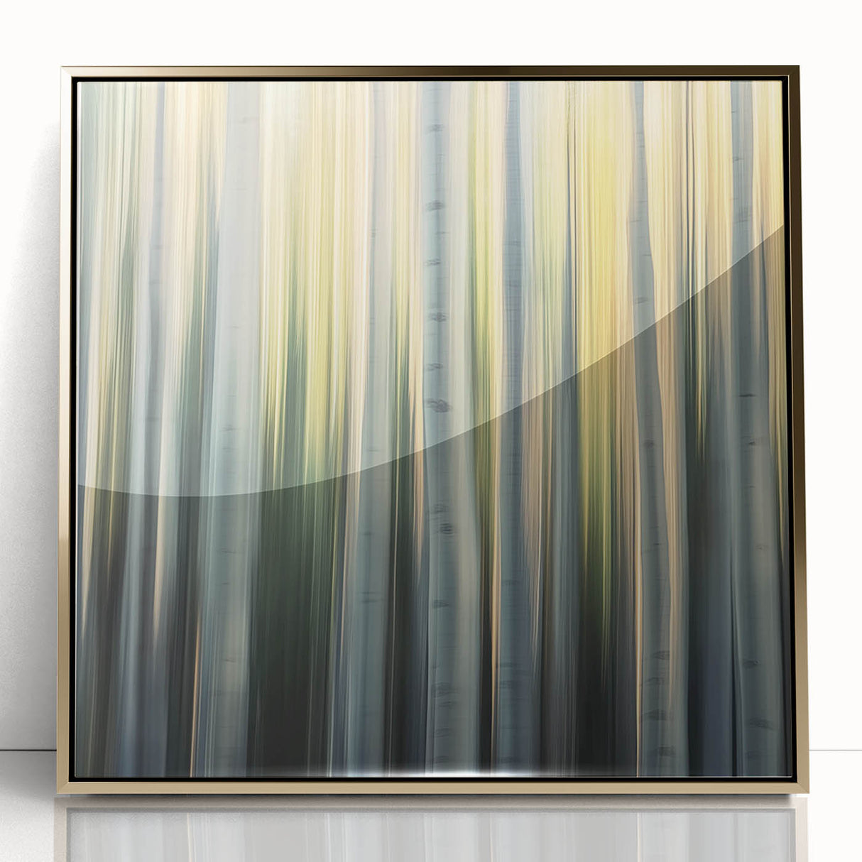 Golden Birch Blur – Dynamic Abstract Forest Motion Wall Art