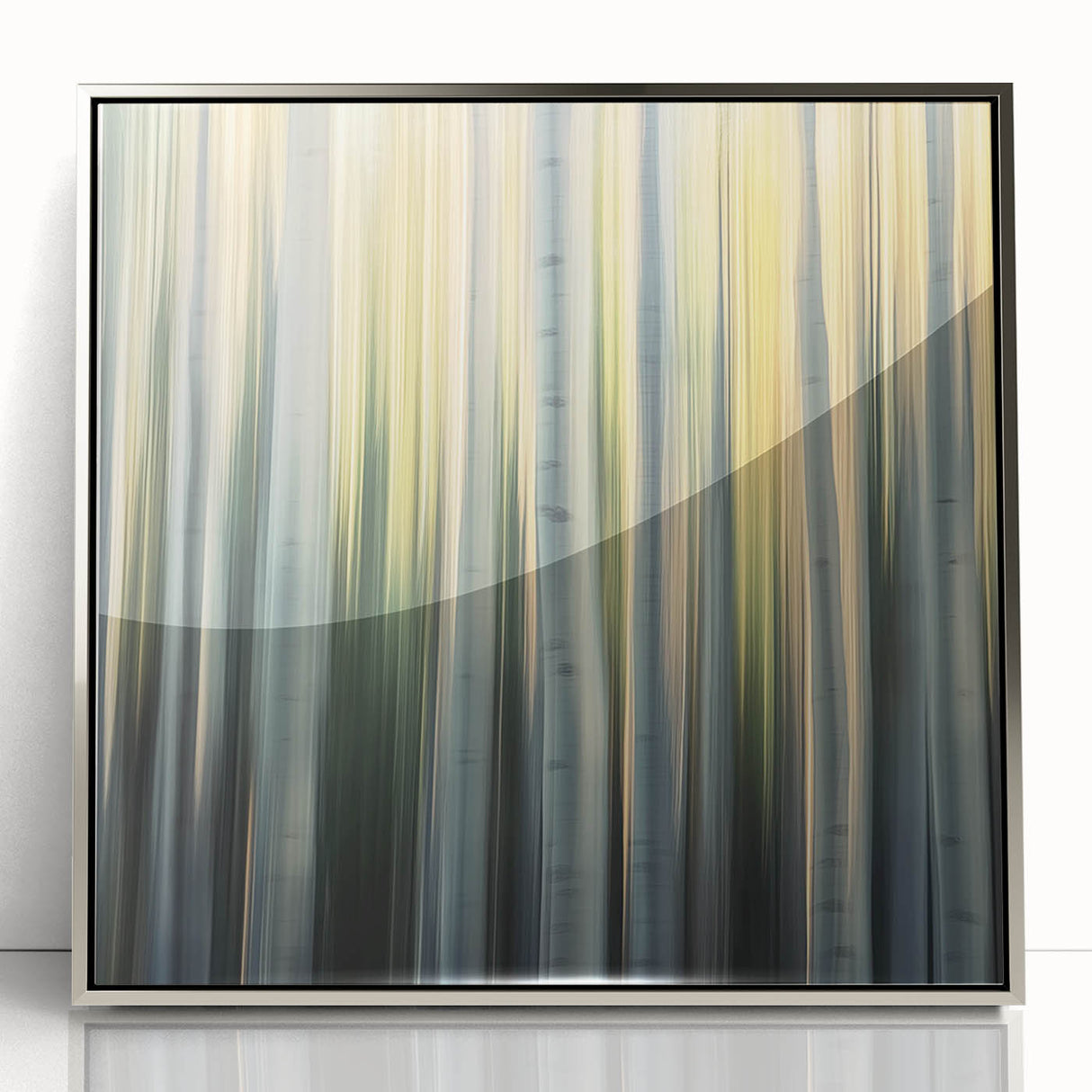 Golden Birch Blur – Dynamic Abstract Forest Motion Wall Art