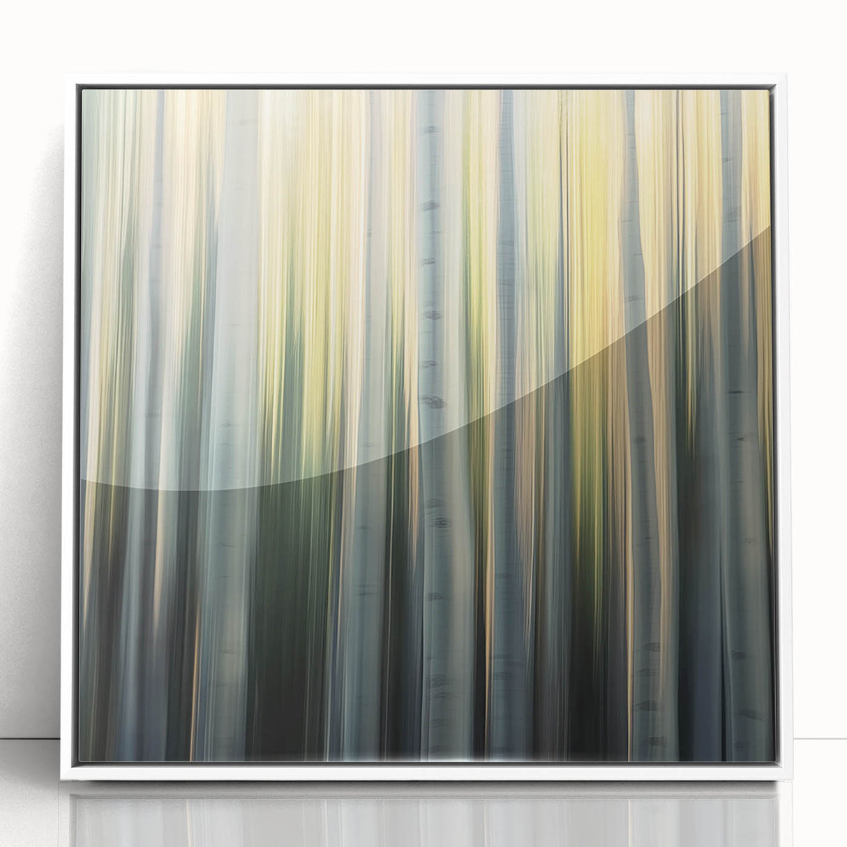 Golden Birch Blur – Dynamic Abstract Forest Motion Wall Art