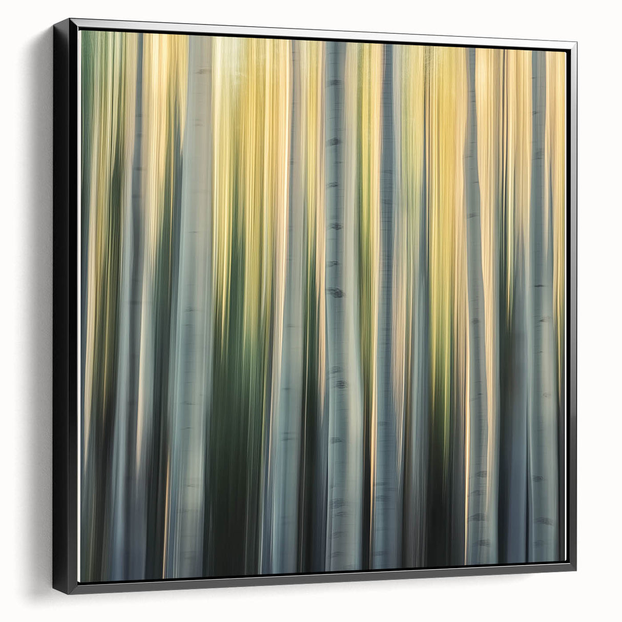 Golden Birch Blur – Dynamic Abstract Forest Motion Wall Art