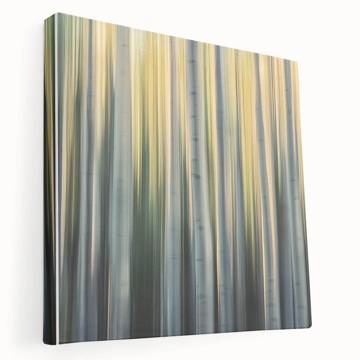 Golden Birch Blur – Dynamic Abstract Forest Motion Wall Art