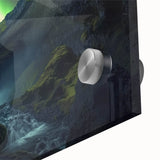 Close-up of a vibrant acrylic landscape artwork depicting intricate cave formations, showcasing rich colors and stunning details, ideal for home decor enthusiasts.