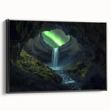 Framed canvas artwork showcasing a stunning landscape cave design in rich earthy tones. The black frame accentuates the vibrant colors, making it an eye-catching decor piece perfect for enhancing any living space.