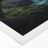 Stunning rolled canvas artwork depicting a serene cave landscape with vibrant colors and intricate details, packaged securely in a durable cardboard tube.