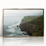Framed acrylic wall art depicting vibrant cliffs and landscapes, featuring rich gold accents, perfect for modern home decor. Ideal for enhancing living spaces.