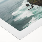 Stunning rolled canvas artwork depicting dramatic cliffs against a vibrant sunset sky, showcasing rich colors and textures, ideal for home decor and art enthusiasts.