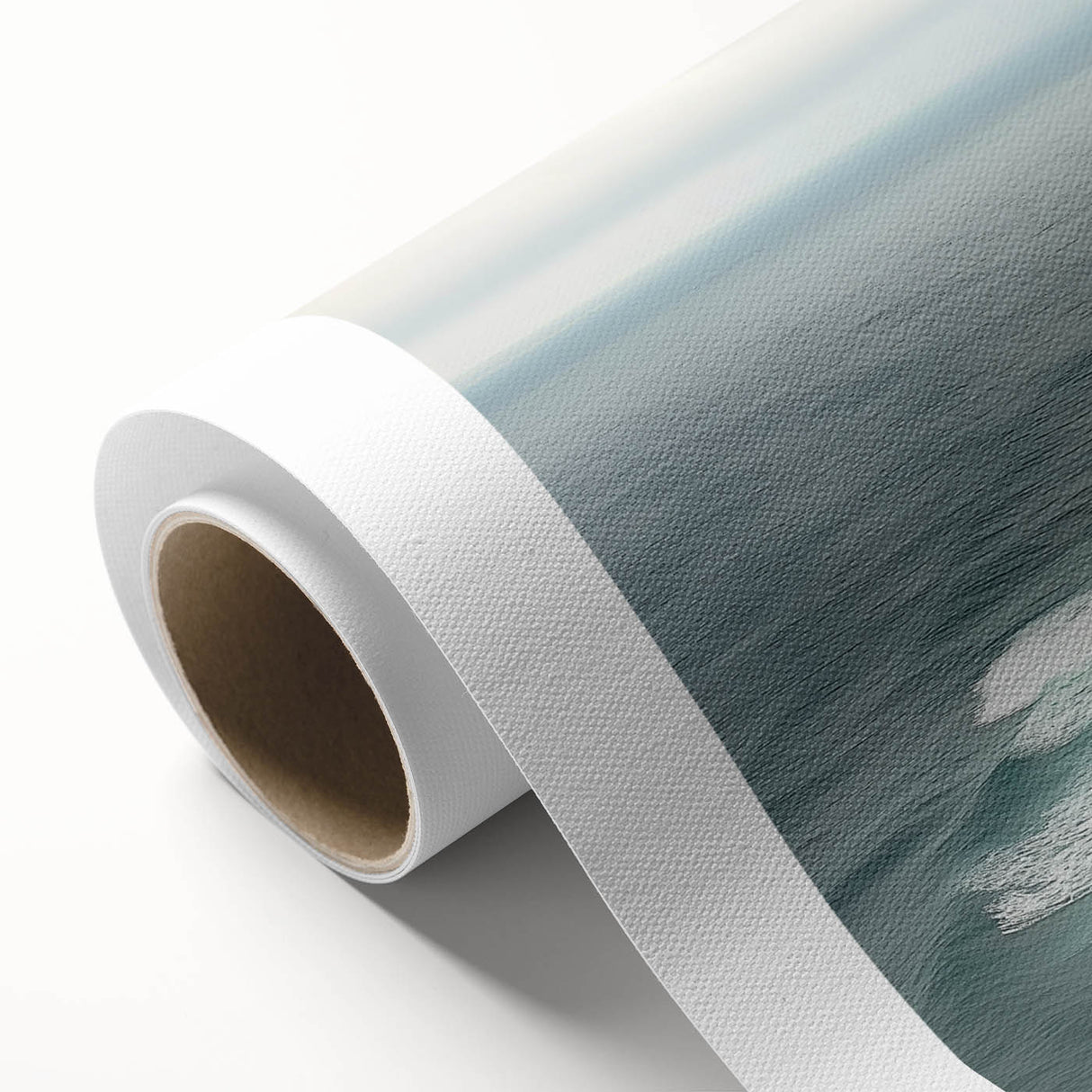Stunning rolled canvas artwork depicting a dramatic landscape of cliffs and ocean waves, showcasing vibrant colors and intricate details, perfect for home decor.