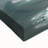 Vibrant close-up of a stretched canvas artwork depicting dramatic cliffs and blue skies, ideal for enhancing home decor with a nature-inspired theme.