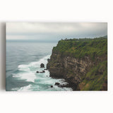 Stretched canvas artwork showcasing a breathtaking landscape of towering cliffs against a vivid blue sky, perfect for home or office decor, adding a serene natural touch.