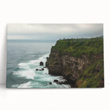 Stretched canvas artwork showcasing a breathtaking landscape of rugged cliffs and vibrant sunset hues, perfect for home decor in modern interiors.