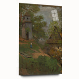Romanticism Art: Wooden Belfry and Rustic Village Canvas Print