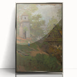 Romanticism Art: Wooden Belfry and Rustic Village Canvas Print