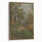 Romanticism Art: Wooden Belfry and Rustic Village Canvas Print