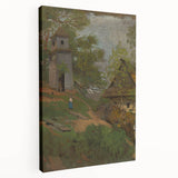 Romanticism Art: Wooden Belfry and Rustic Village Canvas Print