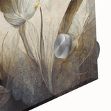 Gray & Gold Floral Serenity - Elegant Living Room Wall Art