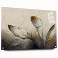 Gray & Gold Floral Serenity - Elegant Living Room Wall Art