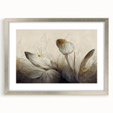 Gray & Gold Floral Serenity - Elegant Living Room Wall Art