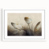 Gray & Gold Floral Serenity - Elegant Living Room Wall Art