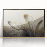 Gray & Gold Floral Serenity - Elegant Living Room Wall Art