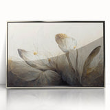 Gray & Gold Floral Serenity - Elegant Living Room Wall Art