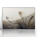 Gray & Gold Floral Serenity - Elegant Living Room Wall Art