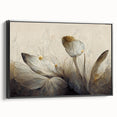 Gray & Gold Floral Serenity - Elegant Living Room Wall Art