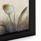 Gray & Gold Floral Serenity - Elegant Living Room Wall Art
