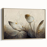 Gray & Gold Floral Serenity - Elegant Living Room Wall Art