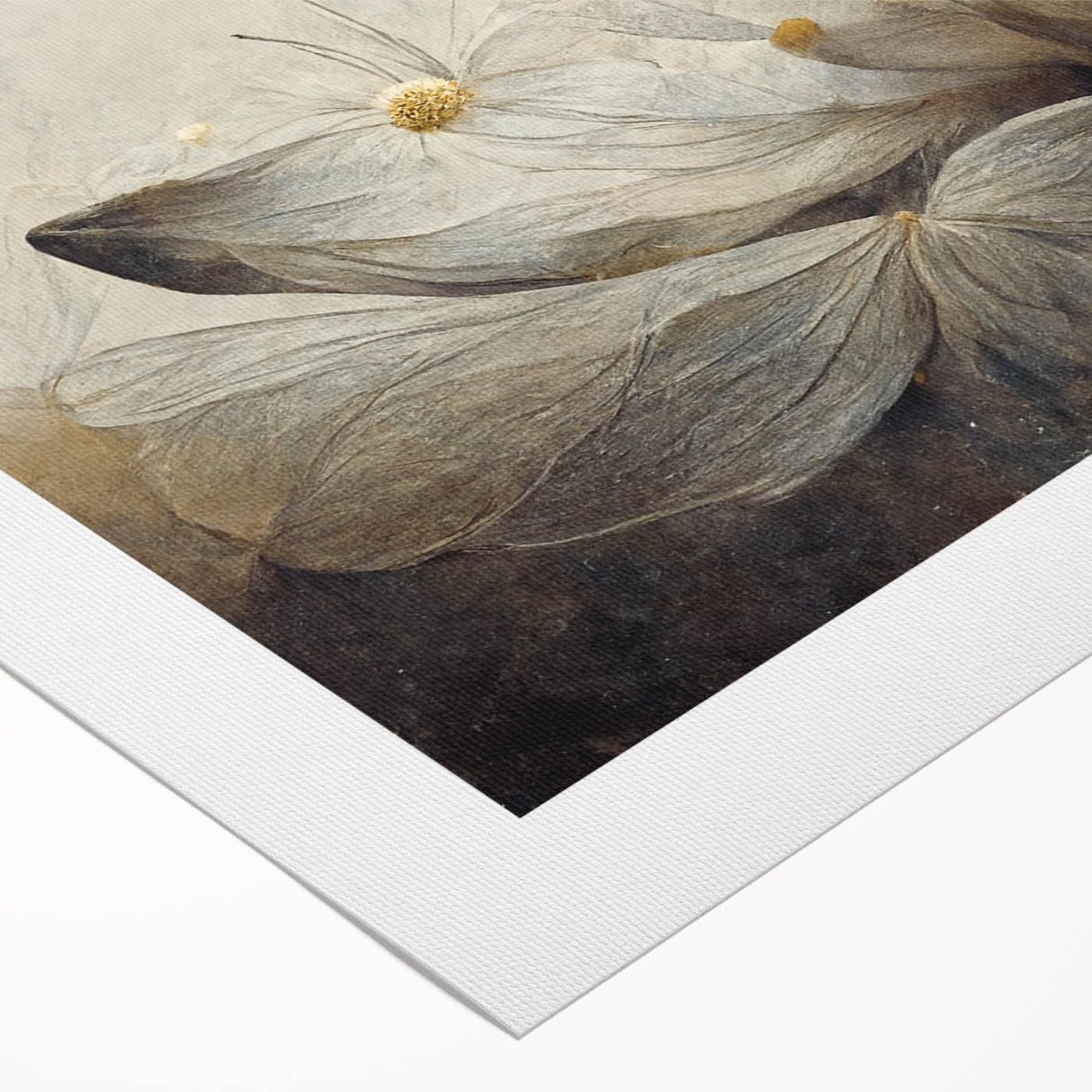 Gray & Gold Floral Serenity - Elegant Living Room Wall Art