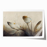 Gray & Gold Floral Serenity - Elegant Living Room Wall Art