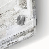 Close-up of an abstract architecture wall art piece printed on acrylic glass, showcasing vibrant colors and intricate geometric designs, ideal for modern home decor.