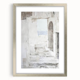 Abstract architecture wall art framed in silver, showcasing geometric shapes and lines with a modern aesthetic, perfect for contemporary home decor.