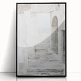 Framed abstract architecture wall art in black acrylic showcases modern design, featuring geometric shapes and lines, perfect for contemporary home decor.