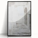 Framed abstract architecture wall art in black acrylic showcases modern design, featuring geometric shapes and lines, perfect for contemporary home decor.