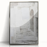 Framed abstract silver architecture wall art showcasing geometric shapes and textures, perfect for modern decor, enhancing any living space or office setting.